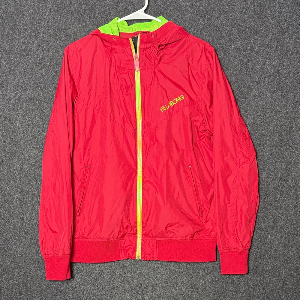 Billabong Red Jacket with‎ Neon Green Details